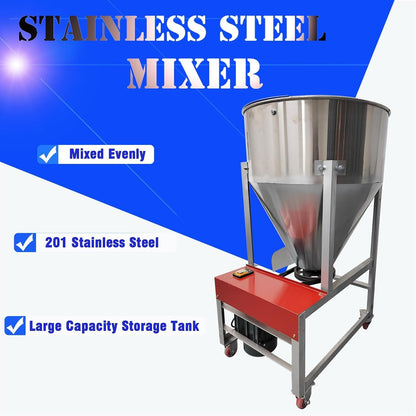 220V 3KW Powder Mixer Blender Mixing Machine Stainless Steel Plastic Mixer Mixing Capacity 220 Lbs Vertical Feed Mixing Machine for Dry Grain Granule3