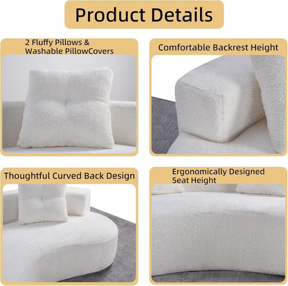Modern Curved Boneless Sofa, 80" Comfy Cloud Couch for Living Room, Luxury Plush Boucle Sofa Couches for Apartment & Reception Spaces, Cream White6