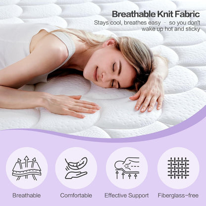 Queen Mattress,12 Inch Queen Size Mattress in a Box,Hybrid Memory Foam with Pocket Springs for Motion Isolation,Medium Firm ＆ Pressure Relief and Cool Sleep,Certipur-Us Certified,No Fiberglass5
