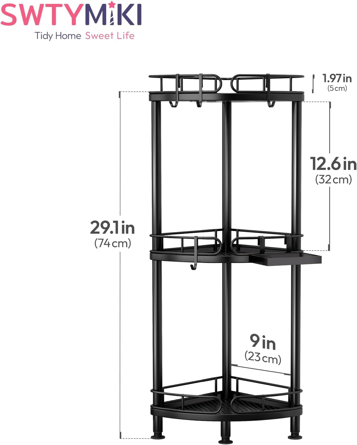 corner-shower-caddy-standing-3-tier-rustproof-metal-shower-organizer-stand-with-soap-holder-and-4-hooks-freestanding-floor-shower-storage-stands-for-bathroom-black