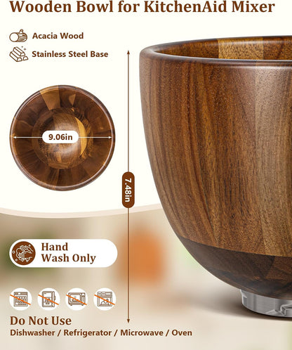 Acacia Wood Mixing Bowl - Natural True Acacia Wooden Bowl4