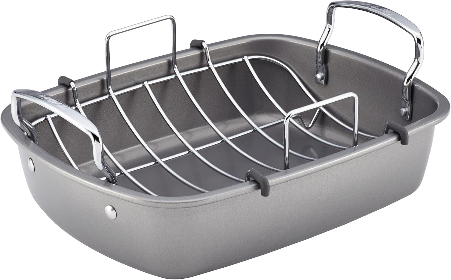 total-bakeware-nonstick-roaster-roasting-pan-with-rack-17-inch-x-13-inch-gray