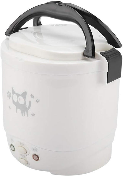 Mini Rice Cooker, 12V Electric Lunch Box Portable Travel Cooker for Car, Multifunctional Electric Food Steamer, Fast Cooking, Fully Automatic, Non Stick Pot for Travel, Camping (White)5