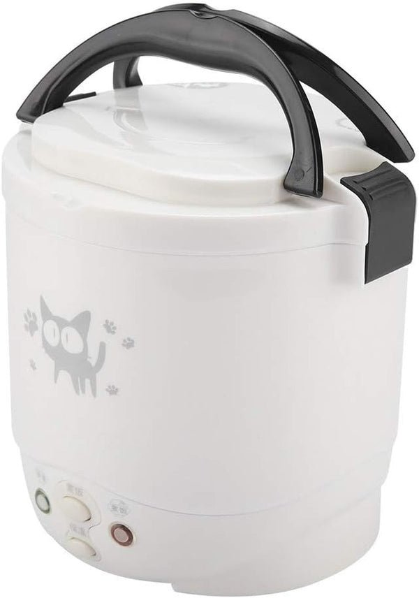 Small Rice Cooker,12V Portable Travel Rice Cooker for Car, Cooking Heating and Keeping Warm Function, Can Be Used as a Electric Lunch Box(White)8