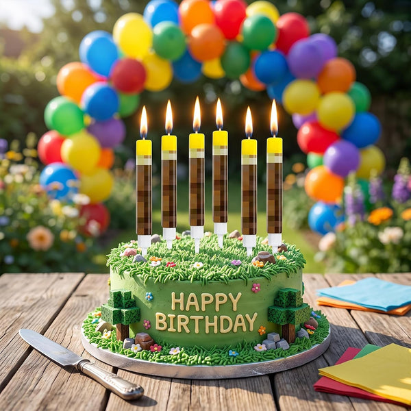 10-Pieces Birthday Candles for Miner Crafting, Birthday Party Decorations, Pixel Game Party Supplies, Themed Mine Pixel6