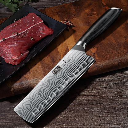 7 Inch Nakiri Knife, Japanese Vegetable Cleaver Knife for Chopping7