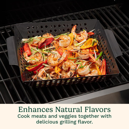 11" X 11" Non-Stick Grill Wok, Perforated BBQ Grill Basket for Grilling Veggies, Meat & Stir-Fry, Outdoor Grilling Basket for Charcoal and Gas Grills4