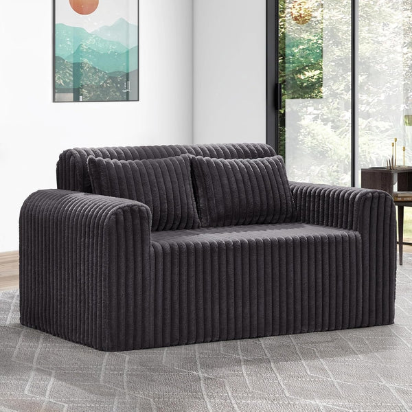 2-Seater Foam Sofa with Pillows Comfy Couch for Small Spaces3