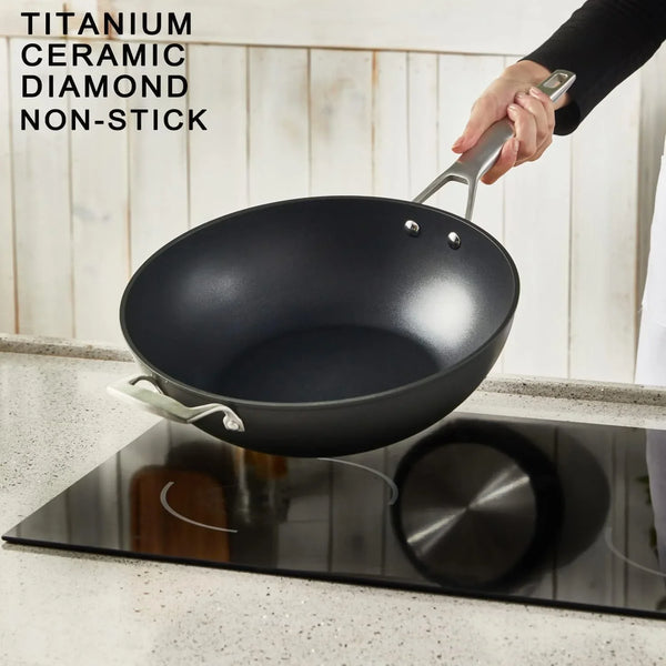 12.5 Inch Nonstick Frying Pan with Lid, Woks & Stir Fry Pans Skillet | Non Toxic, Even Heating, Easy Clean, Dishwasher & Oven Safe, Suitable for Gas & Electric & Induction Stoves, Stainless Steel6