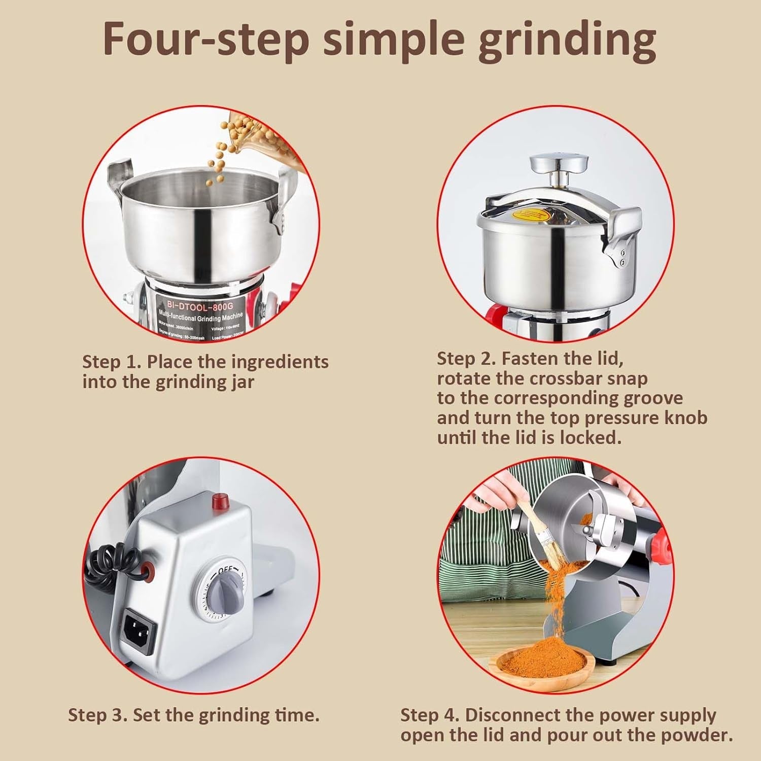 electric-grain-mill-grinder-2000w-dry-material-grinding-machine-800g-stainless-steel-pulverizer-36000r-min-high-speed-grain-mill-270-swingable-superfine-powder-for-home-and-commercial-800g