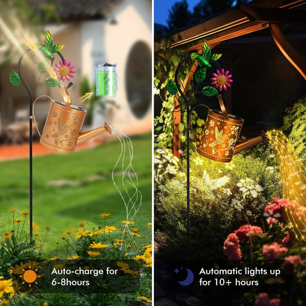 Hummingbird Outdoor Hanging Solar Lantern Waterproof Metal Openwork Hummingbird Watering Can Landscape Lights with Shepherd Hook for Porch Lawn Driveway Backyard Pathway Gifts for Women Mom Grandma5
