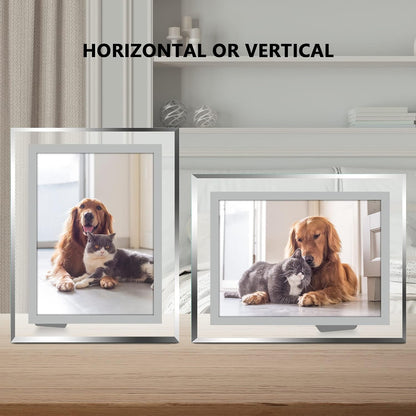 5X7 Picture Frame Set of 2, Clear Glass Photo Frames with Silver Edge, Horizontal or Vertical Display for Tabletop, Desk, Home, Office Decoration Fits 5X7 Photos Easy Photo Swap Gift Ready7