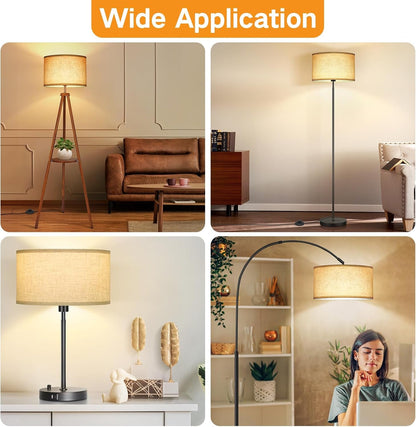 Beige Large Drum Lamp Shades for Floor Lamps, 16" Top X16" Bottom X 9" High, Easy to Assemble, Replacement Linen Lampshades for Table Lamps & Bedside Lamps (1.65" Spider)6
