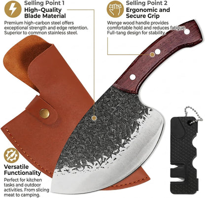Serbian Meat Cleaver, a High Carbon Camp Knife for Beef & Bones2