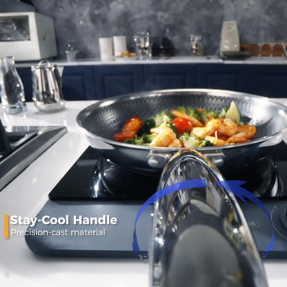Frying Pans Set Hybrid Non Stick | Stainless Steel Kitchen Cookware | 5-Ply 18/10 Stainless Steel L PFOA Free | Induction-Ready | Easy Clean&Nonstick | 8 10 12-In Frying Pans with Lid 6 Pcs6