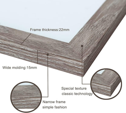 11X14 Picture Frame Set of 3 Gray, Made of Solid Wood 8X10 with Mat or 11X14 without Mat, Wall Mounting Photo Frames with Plexiglass for Wall or Tabletop Display6
