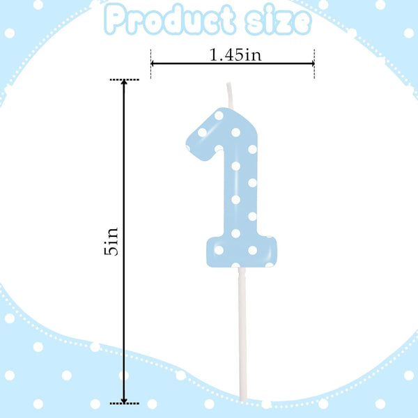 Blue Polka Dot Birthday Number 1 Candle 1St Birthday Decorations Boy2