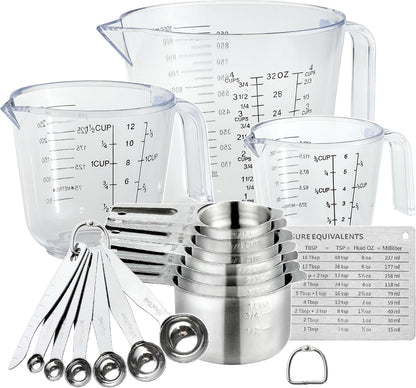 20PCS Measuring Cups and Spoons Set,  Stainless Steel Nesting Kitchen Cooking Baking Measuring Set for Dry and Liquid Ingredients1