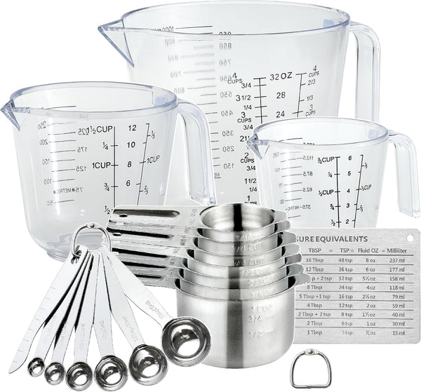 20PCS Measuring Cups and Spoons Set,  Stainless Steel Nesting Kitchen Cooking Baking Measuring Set for Dry and Liquid Ingredients1