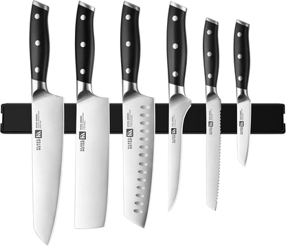 Stahl 7 Piece Knife Set with Magnetic Knife Holder Black | High Carbon German Steel, Full-Tang, Ultra-Sharp, Easy Installation without Damaging Wall, Strong Magnet, Minimalist Kitchen1