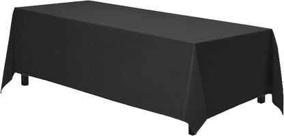 Rectangle Tablecloth - 90 X 156 Inch Black Table Cloth for 8 Foot Tables with Floor-Length Drop - Heavy Duty Washable Fabric for Holiday Party, Dinner, Weddings & Baby Shower2