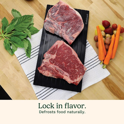 Defrosting Tray for Frozen Meat, Advanced Conductive Aluminum | Meat Defroster Plate Rapidly Thaws Meat and Preserves Flavors with a Non-Stick, Easy-To-Clean Surface, CDT-010P4