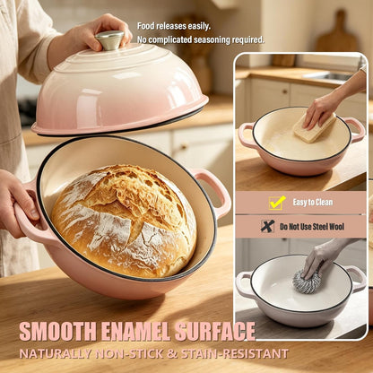 Cast Iron Bread Dutch Oven 6QT Cream Enameled with Lid | Even Heat and Steam for Crispy Crust, Easy-Release Enamel, All Stovetops, Safe to 500F, for Sourdough and Artisan Bread4