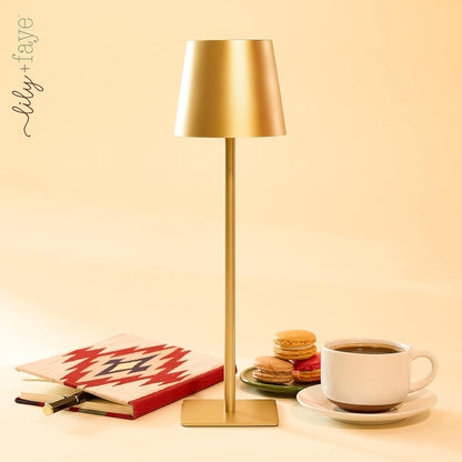 3-Piece Lamp Shade & Lamp Present Set – Scalloped, Conic, and Fabric Printed Shades, Gold8