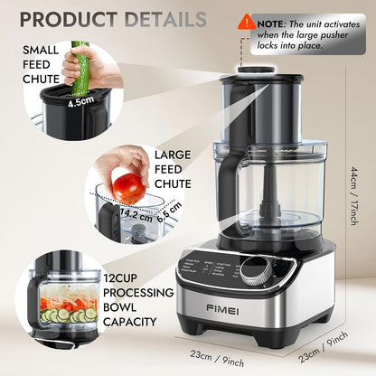 12-Cup Food Processor and Vegetable Chopper, 600W Electric Food Chopper for Slicing, Shredding, Chopping, Pureeing, Dough, Baby Food Maker, Large Feed Chute, Dishwasher Safe Bowl | 600W Electric Food Chopper with Triple Safety Lock, Baby Food Maker, Large Feed Chute, and Dishwasher‑Safe Removable Bowl9