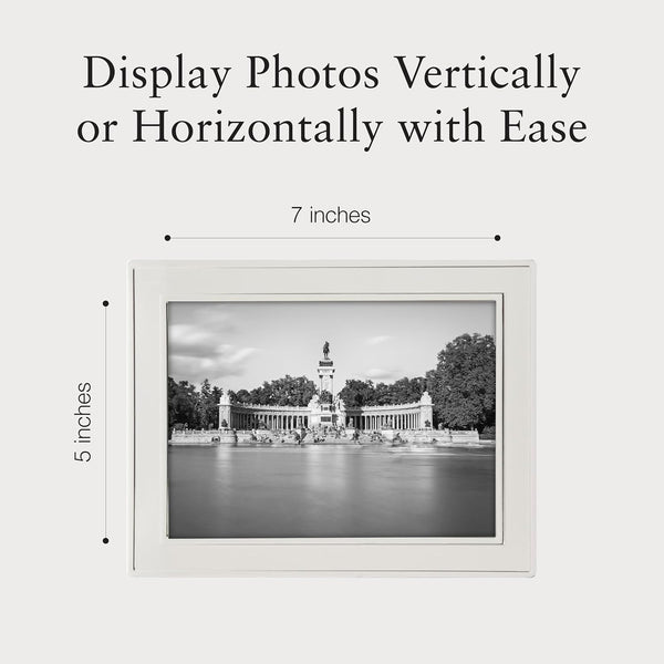 Double Border Plain Silver Picture Frame, Tarnish Resistant Finish, Perfect Photo Frame for Any End Table, Credenza, Shelf, or Nightstand, Silver 5X73