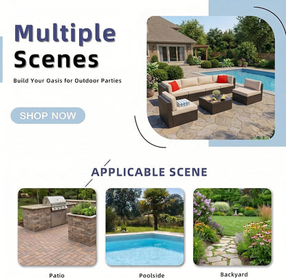 7 Pieces Patio Furniture Sets, Outdoor Sectional Patio Sofa Set7