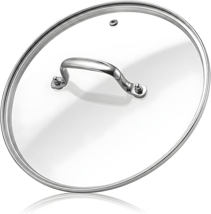 13 in Glass Lid with Stainless Steel Handle for Frying Pan, Tempered Replacement Cover Compatible for Skillets, Wok, round Cast Iron, Cast Aluminium, Stainless Steel Pans & Pots (317Mm-332Mm)1