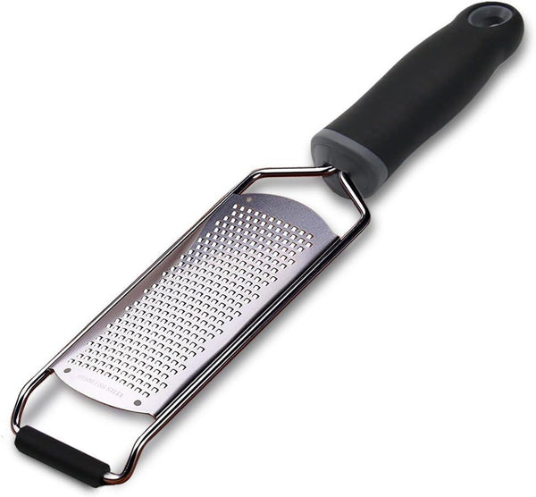 Wide Lemon Zester & Cheese Grater, 18/8 Stainless Steel with Cover, Black1