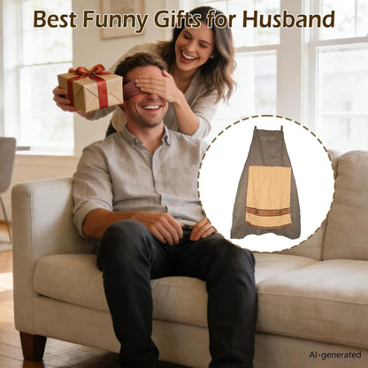 Funny Aprons for Men, Head Chef Prank Apron Hidden Surprise, Gag Gifts | Funny BBQ Apron for Men, Prank Cooking and Grilling Apron with Pocket, Novelty Design for Dad, Husband and Friends6