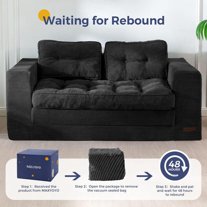Folding Sofa Bed, Convertible Sleeper Loveseat with Pillows7