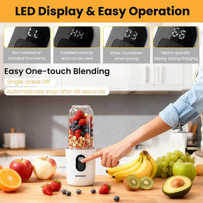 Portable Blender, Personal Blender for Shakes and Smoothies, Portable Juicer with 16 Blades, Small Mini Juicer with Extra Handle Lid for Travel, Sport, Office, Camping and Outgoing (16.9 Oz)4