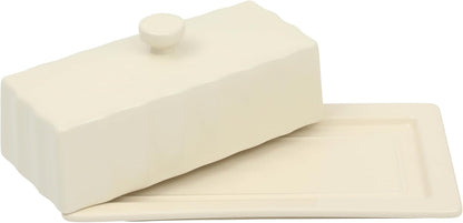 Broadbrook Stoneware Butter Dish with Lid, Rectangular Covered Butter Keeper, 8.1 X 4.4 X 3 Inches, Classic Cream Glaze, Dishwasher Safe Ceramic Storage for Counter or Table7