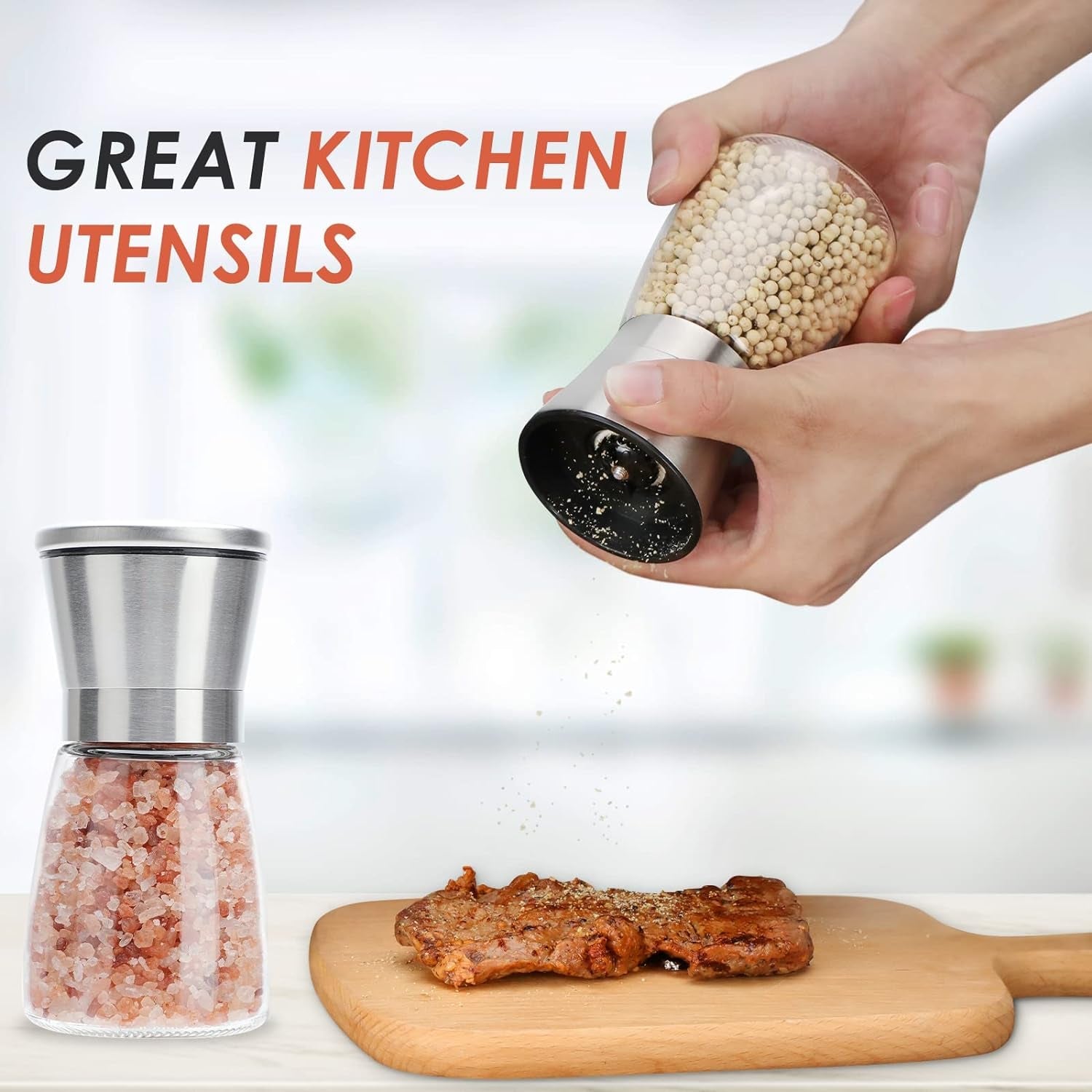 original-stainless-steel-salt-or-pepper-grinder-top-spice-mill-with-ceramic-blades-brushed-stainless-steel-and-adjustable-coarseness-by-pepper-grinder-single-package