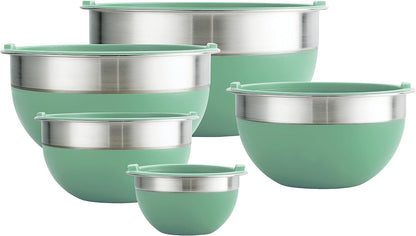10 Pc Covered Stainless Steel and Silicone Mixing Bowl Set3