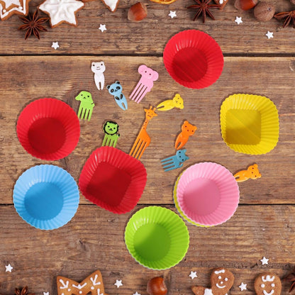 60 Pcs Silicone Lunch Box Dividers with Animal Food Picks,Reusable Lunch Bento Box Accessories for Kids,Lunchbox Supplies Accessories,Back to School Lunch Essentials,Silicone Cupcake Liners5