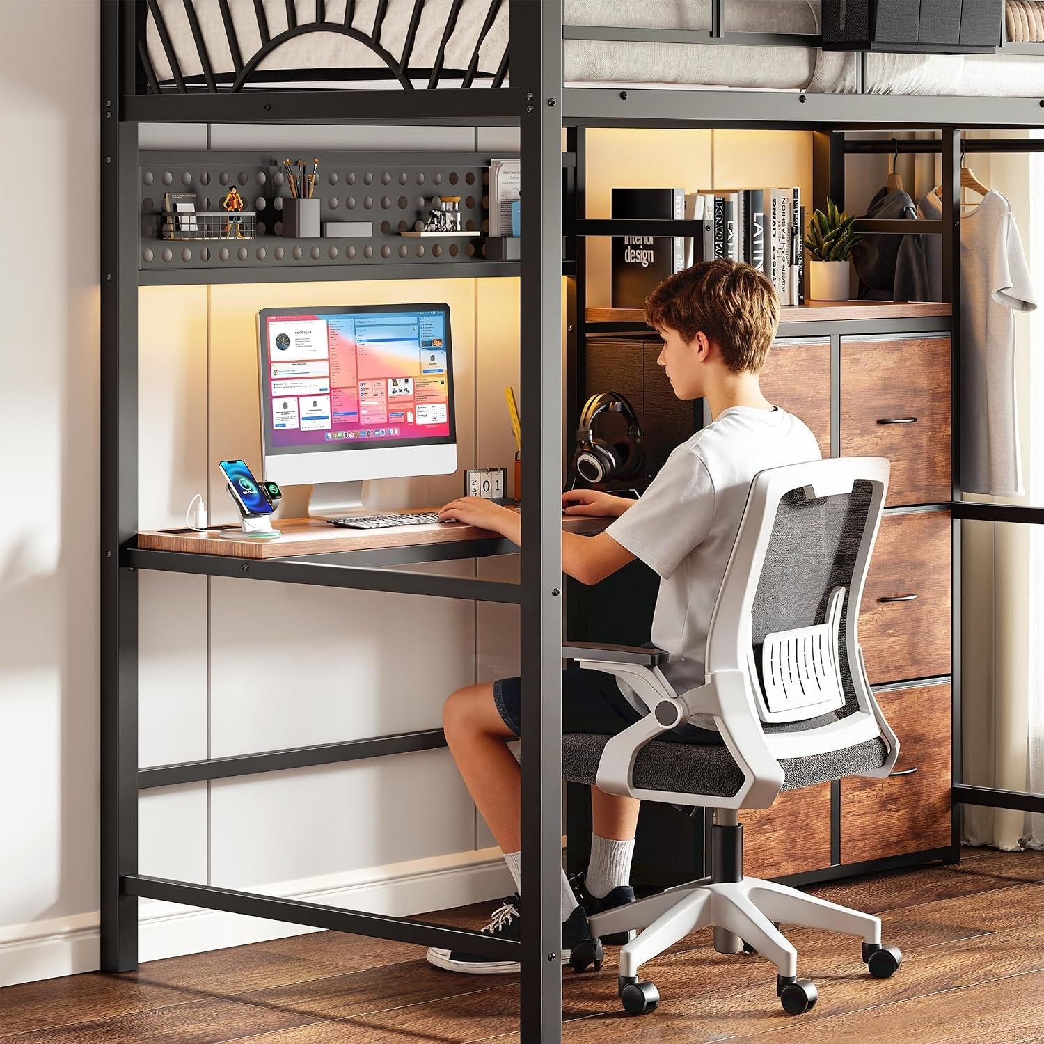 twin-loft-bed-with-desk-and-6-storage-drawers-metal-twin-size-loft-beds-with-charging-station-rgb-led-lights-and-pegboard-hanging-rod-for-kids-teenager-black