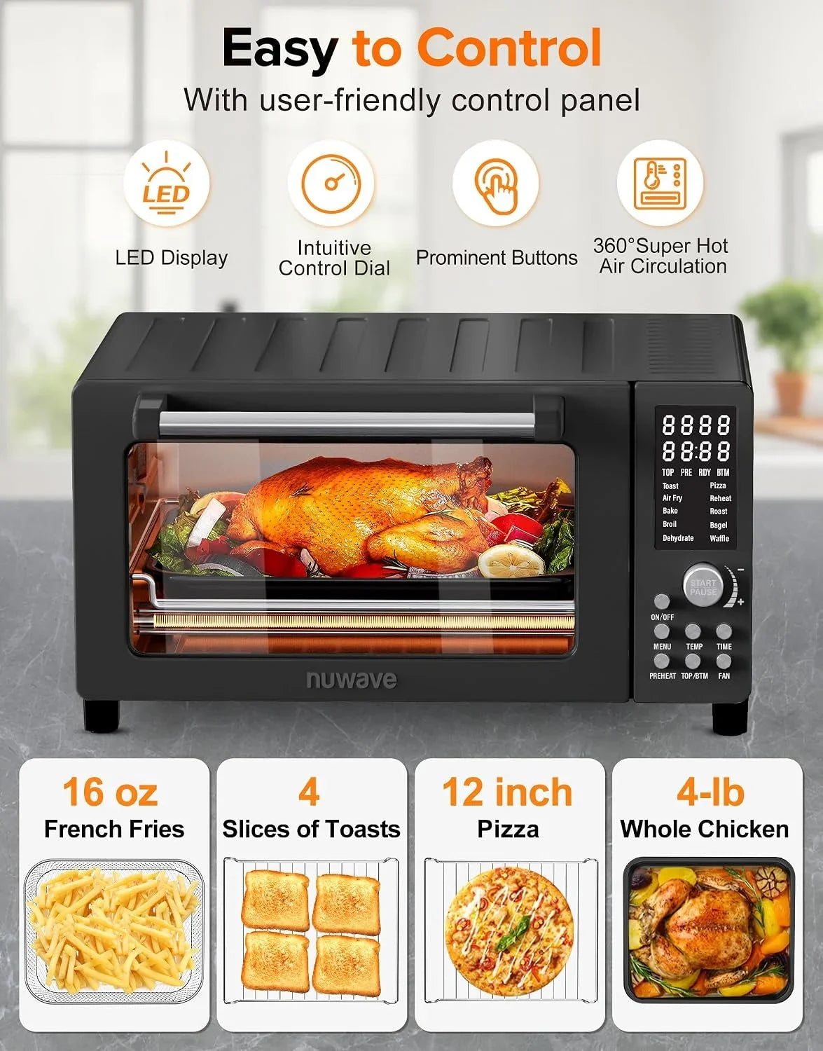 bravo-pro-smart-air-fryer-toaster-oven-countertop-combo-10-in-1-cooking-functions-1800w-50-450-f-21-qt-pfas-free-upgraded-super-convection-black