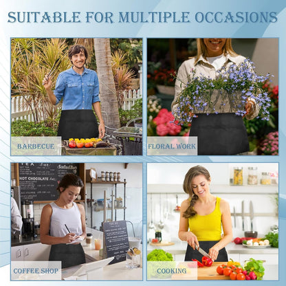 3 Pack Server Apron, Short Waitress Apron with Pockets for Servers, Waiters | Mandiles Para Mujer Para Trabajo with 3 Pockets, Polyester, Wear-Resistant & Stain-Proof for Restaurants, Kitchens, Cafes7