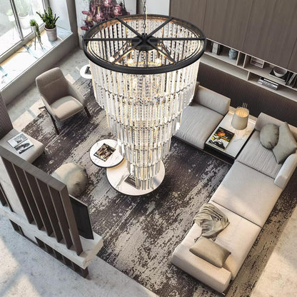 Large Black Chandelier Light Fixtures - 37 Lights, Modern Crystal Chandeliers for Hotel, Lobby, Foyer, Entrance Hall, Staircase6