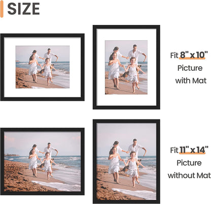 11X14 Picture Frame, Gallery Glass Photo Frames Set of 3, Black2