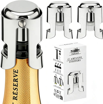 Champagne Stoppers for Bottles,  2 Pack Champagne Sealer Stopper, Stainless Steel Champagne Cork Stopper Toppers, Saver for Champagne Cava Prosecco Sparkling Wine1