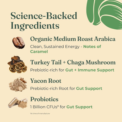 Four Sigmatic Gut Health Organic Coffee Pods | Medium Roast Probiotic K Cups with Chaga and Turkey Tail | Immune Boosting, Probiotic Mushroom Coffee K Cups for Gut Health and Immune Support | 24 Count5
