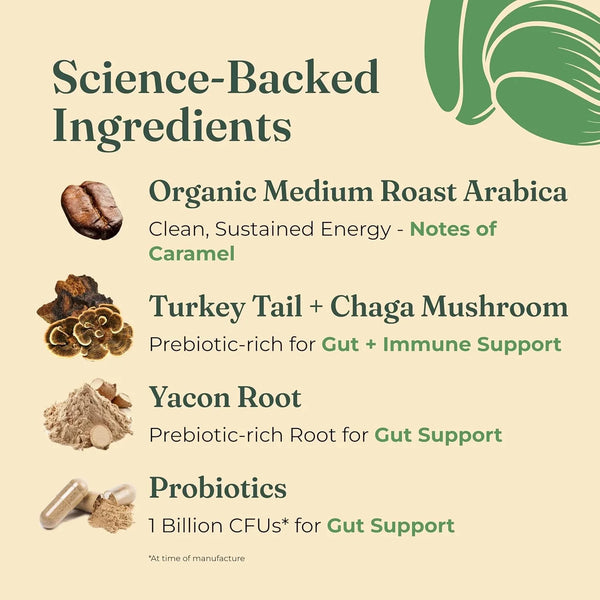 Four Sigmatic Gut Health Organic Coffee Pods | Medium Roast Probiotic K Cups with Chaga and Turkey Tail | Immune Boosting, Probiotic Mushroom Coffee K Cups for Gut Health and Immune Support | 24 Count5