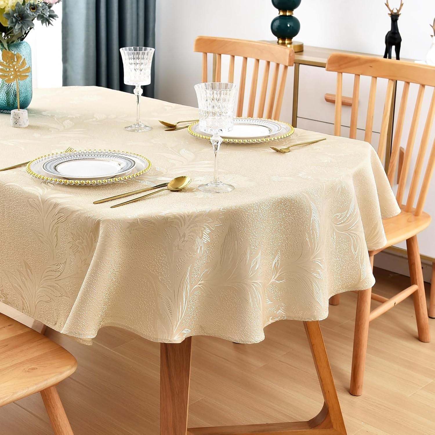shiny-small-oval-jacquard-tablecloth-52-x-70-inch-beige