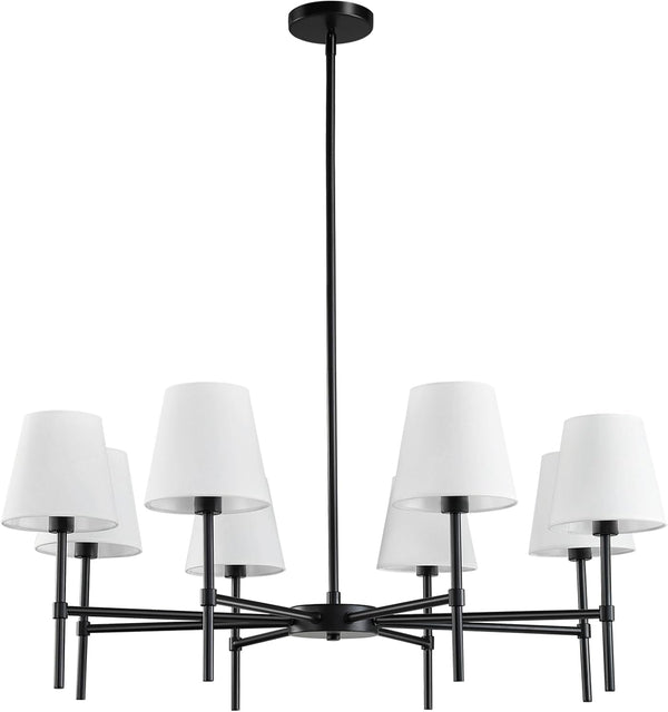 Dining Room Chandeliers Light - Modern Black Chandelier, 8-Light Metal Farmhouse Dining Room Light Fixture, Hanging Pendent Lighting for Kitchen Living Room Foyer8